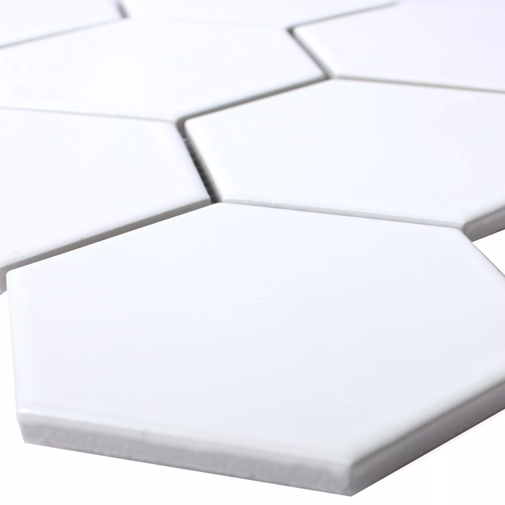 Ceramic Mosaic Tiles Hexagon Salamanca White Mat H95