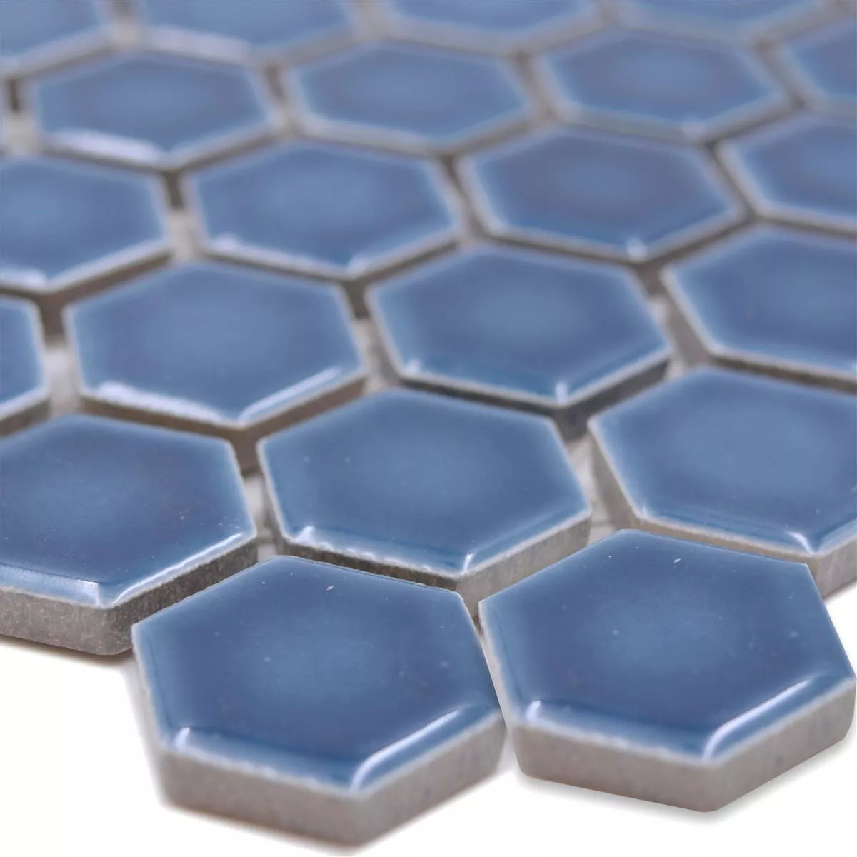 Sample from Ceramic Mosaic Salomon Hexagon Blue Green H23