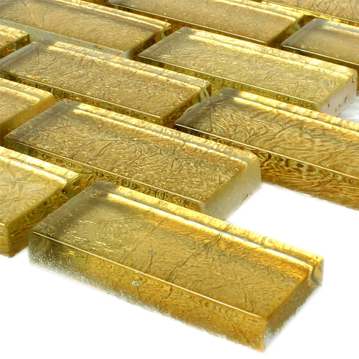 Mosaic Tiles Glass Gold 23x48x8mm