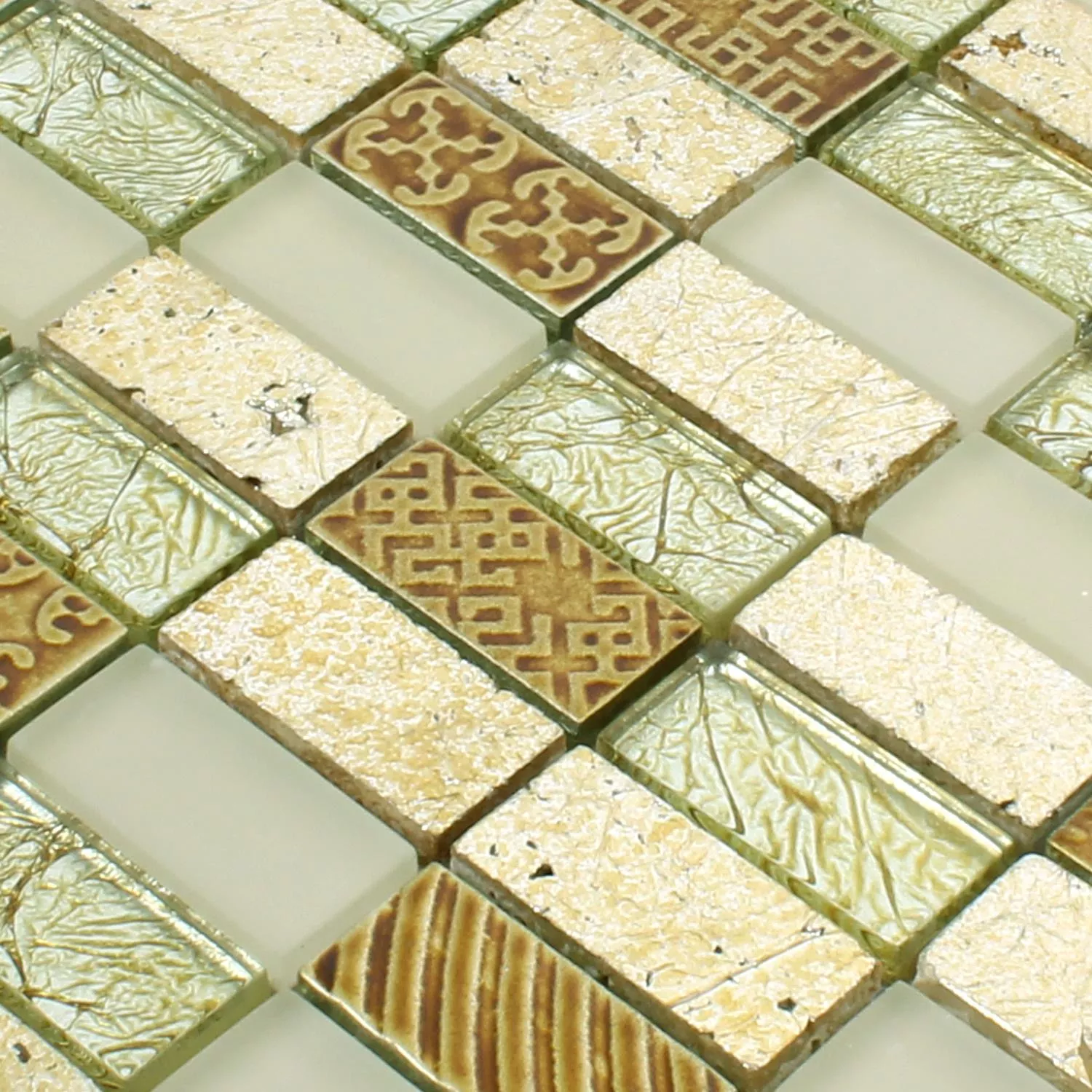 Mosaic Tiles Glass Natural Stone Piroshka Gold