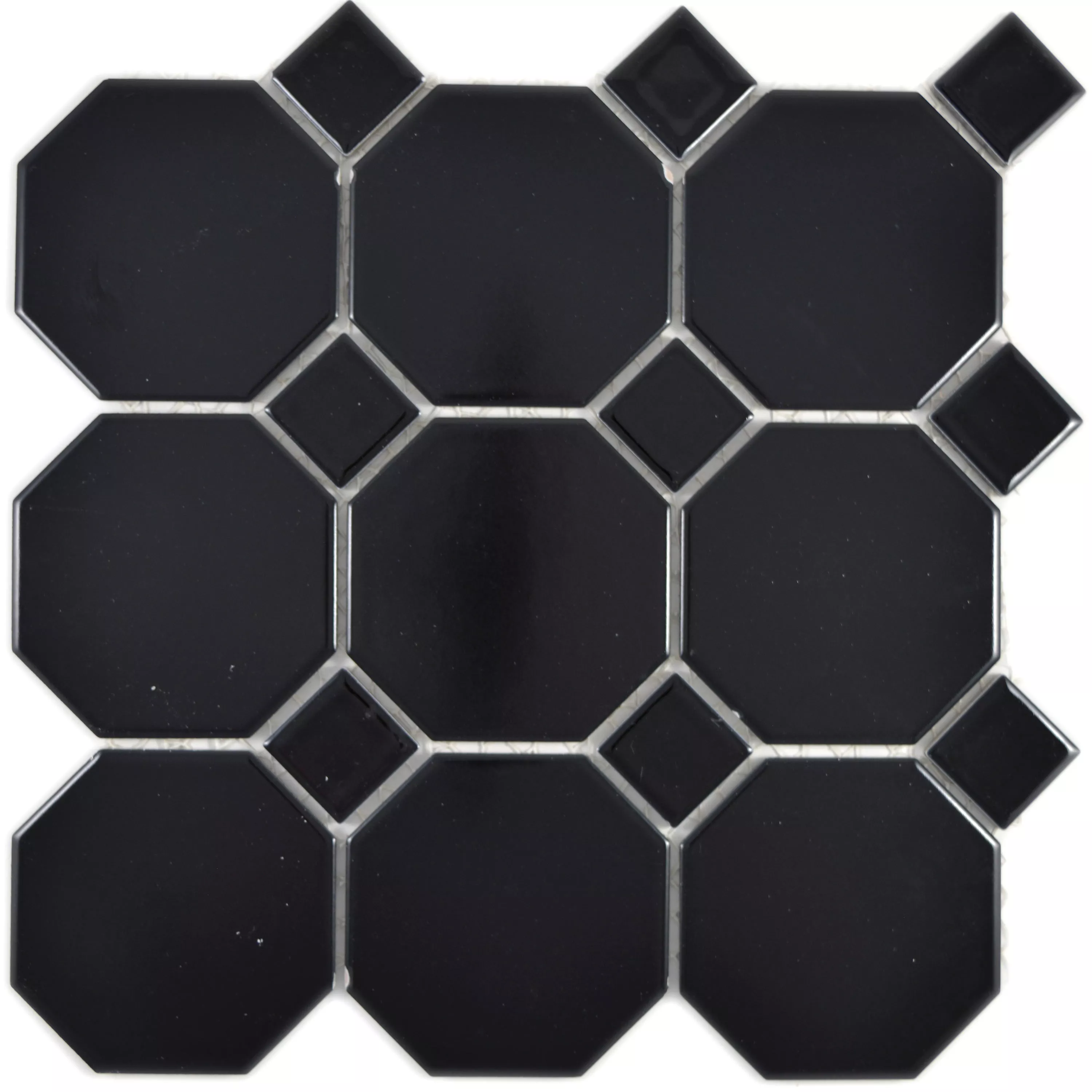 Sample Ceramic Mosaic Tiles Octagon Fürstenberg Black