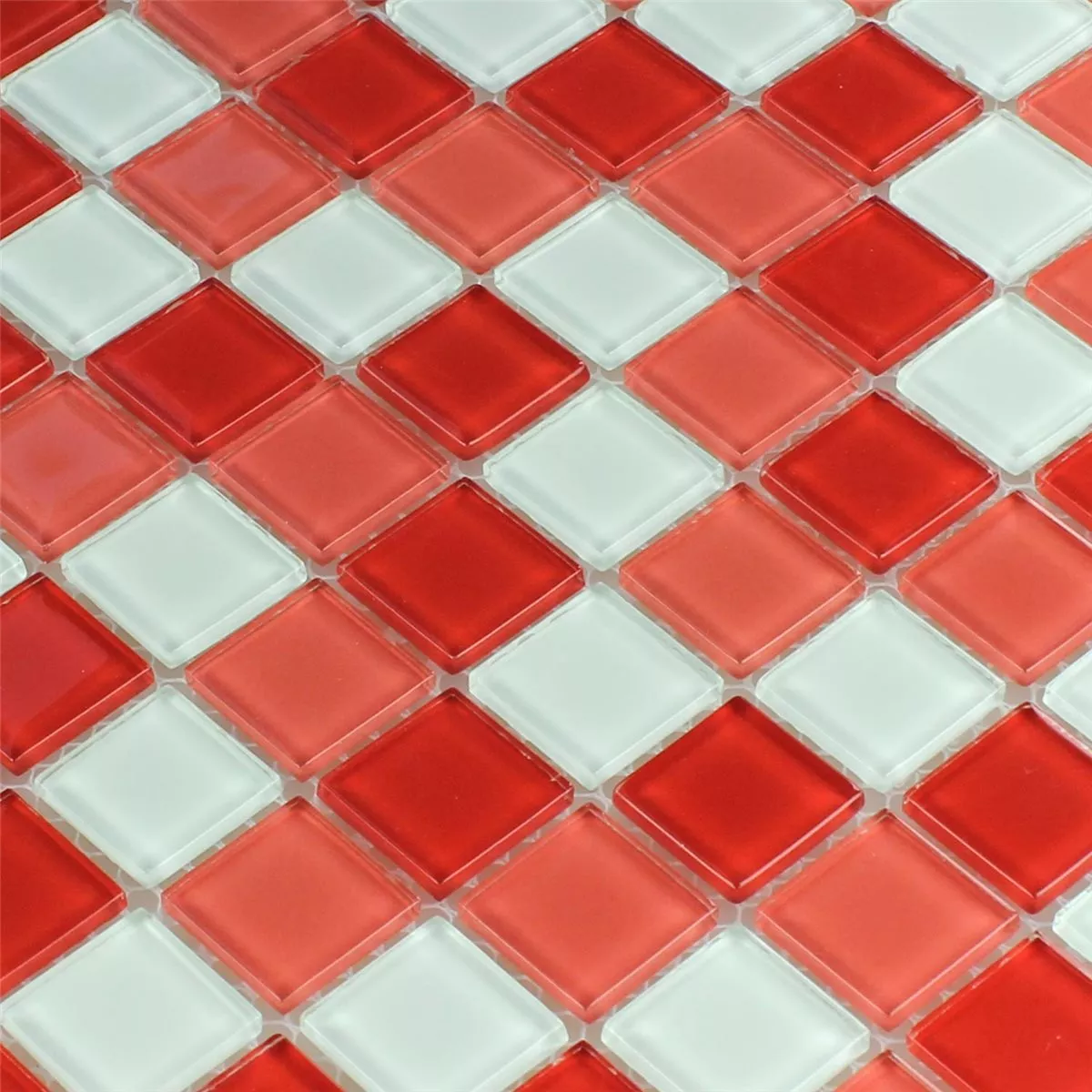 Sample Mosaic Tiles Glass Kozarica White Red Mix