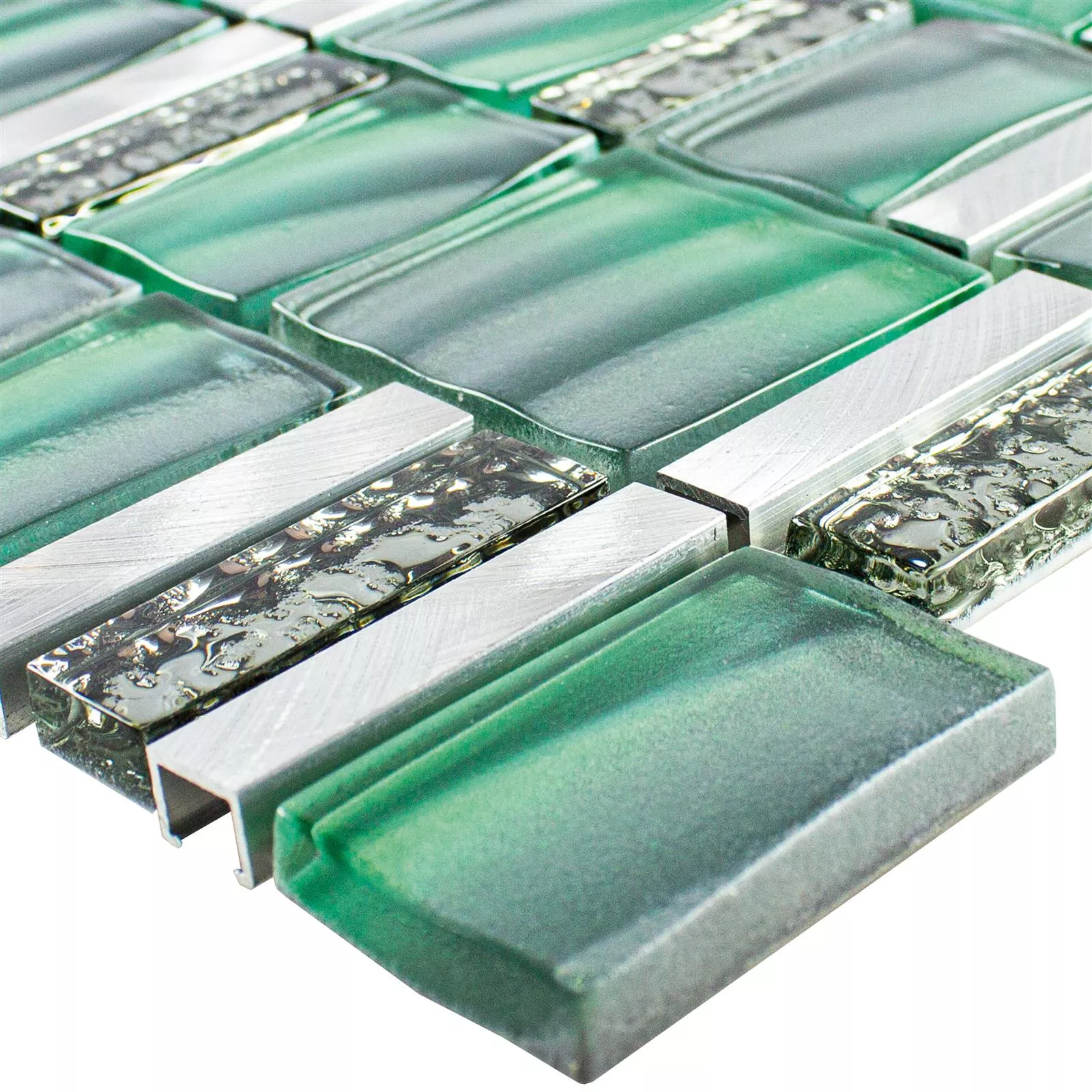 Glass Metal Mosaic Tiles Union Green Silver Glass Metal Mosaic Tiles Union Green Silver