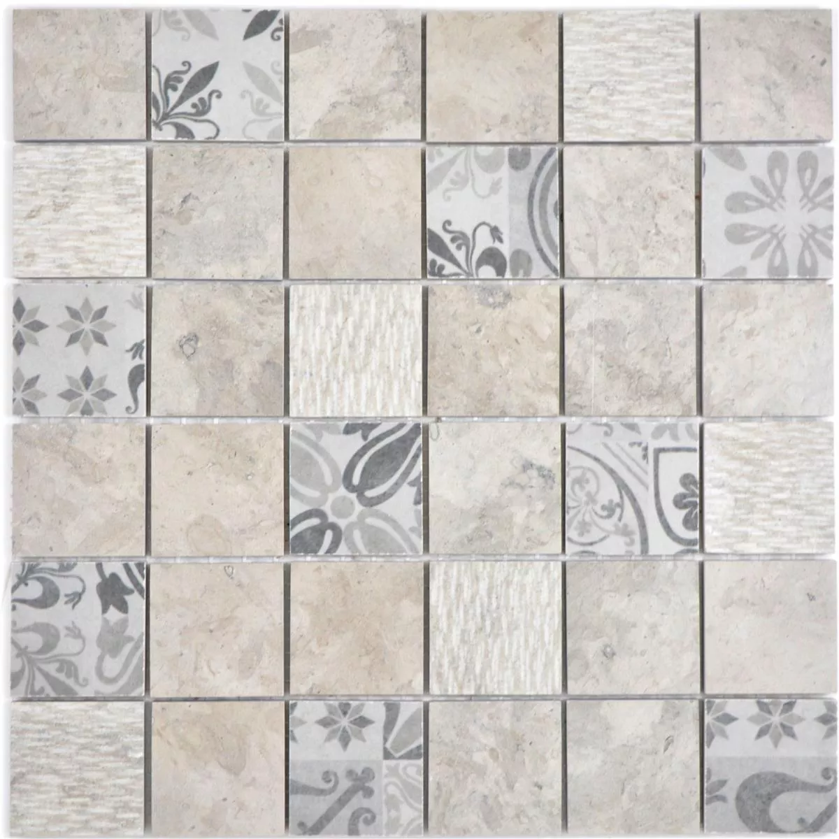 Sample Ceramic Mosaic Tiles Mythos Square Grey Beige