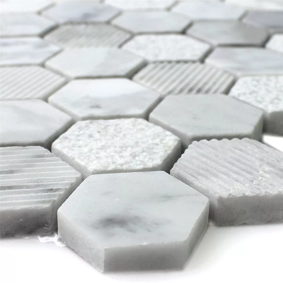 Sample Mosaic Tiles Hexagon Natural Stone Carrara White