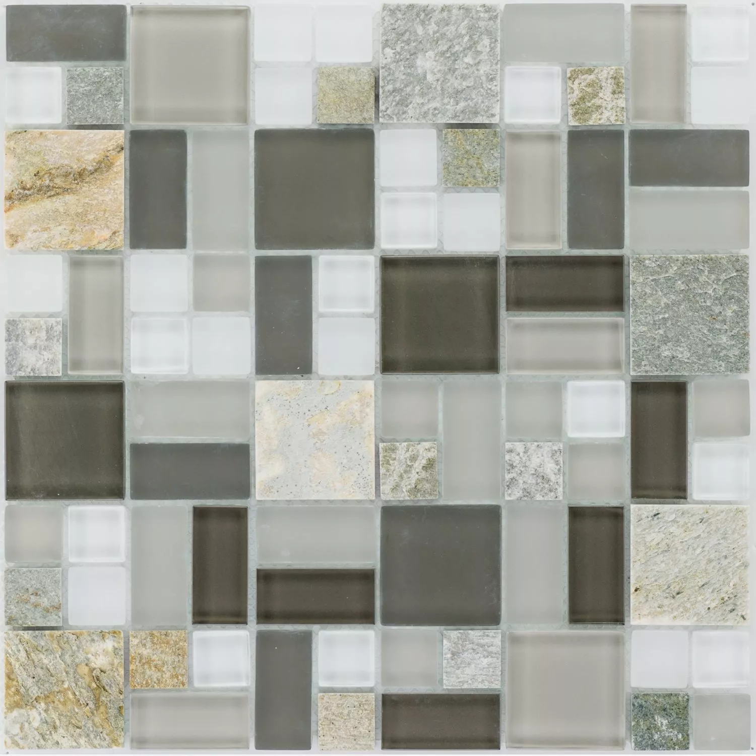 Mosaic Tiles Apollo Natural Stone Glassmix Brown White