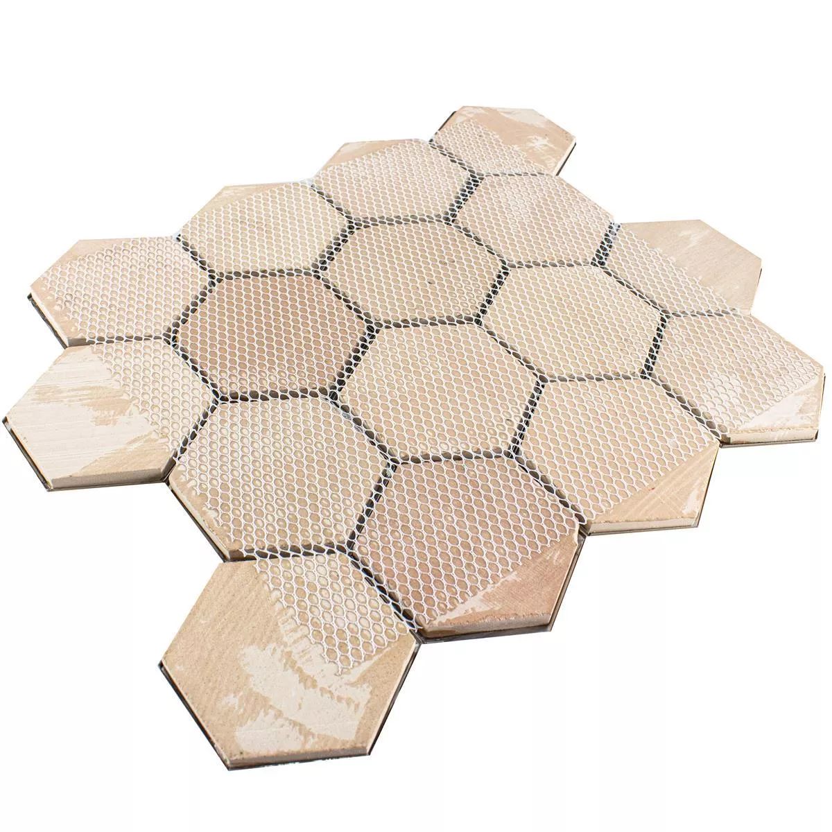 Sample Stainless Steel Mosaic Tiles Durango Hexagon 3D Gold