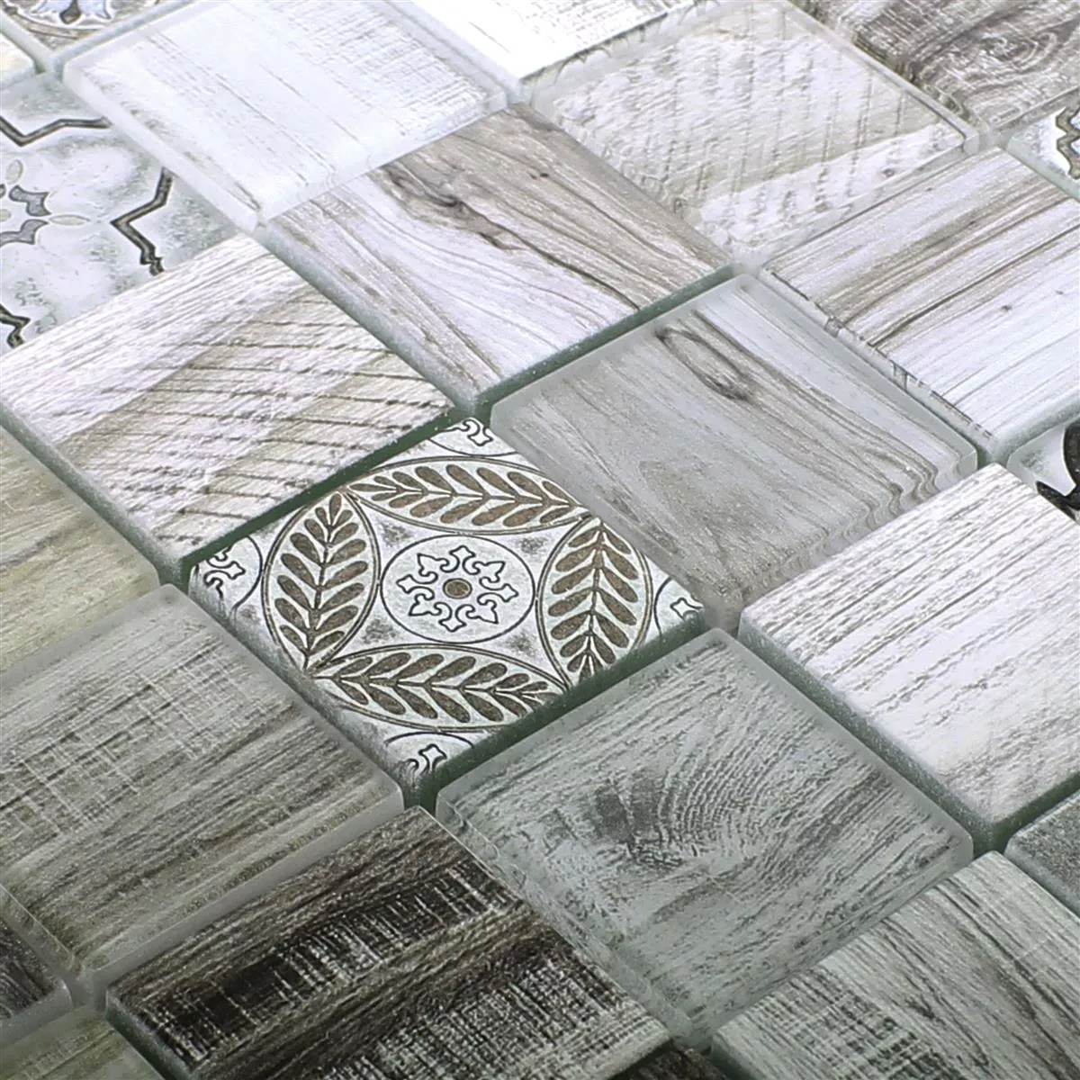 Glass Mosaic Tiles Wood Optic Makarska Beige