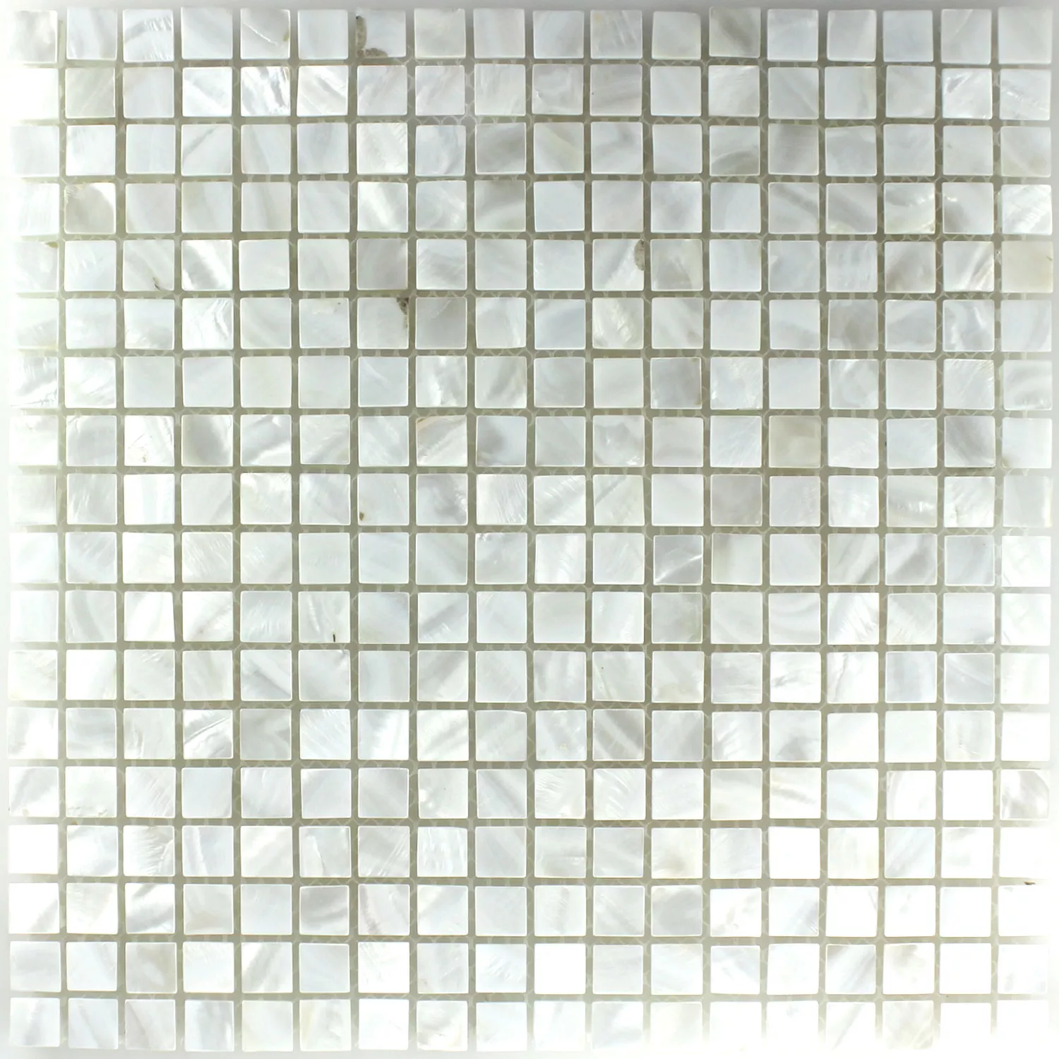 Mosaic Tiles Glass Nacre Effect Ivory White 15x15x8mm