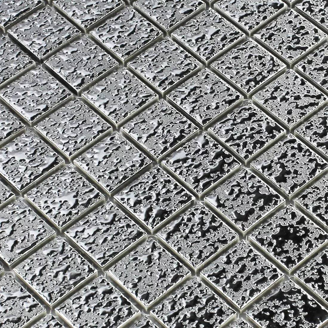 Sample Mosaic Tiles Ceramic Sherbrooke Silver Beaten