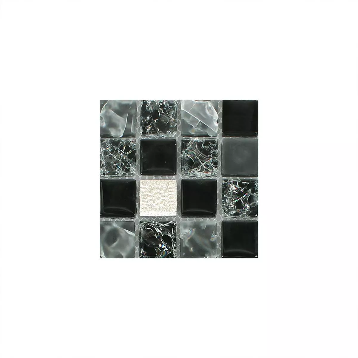 Sample Glass Resin Mosaic Tiles Bogardus Black Mix