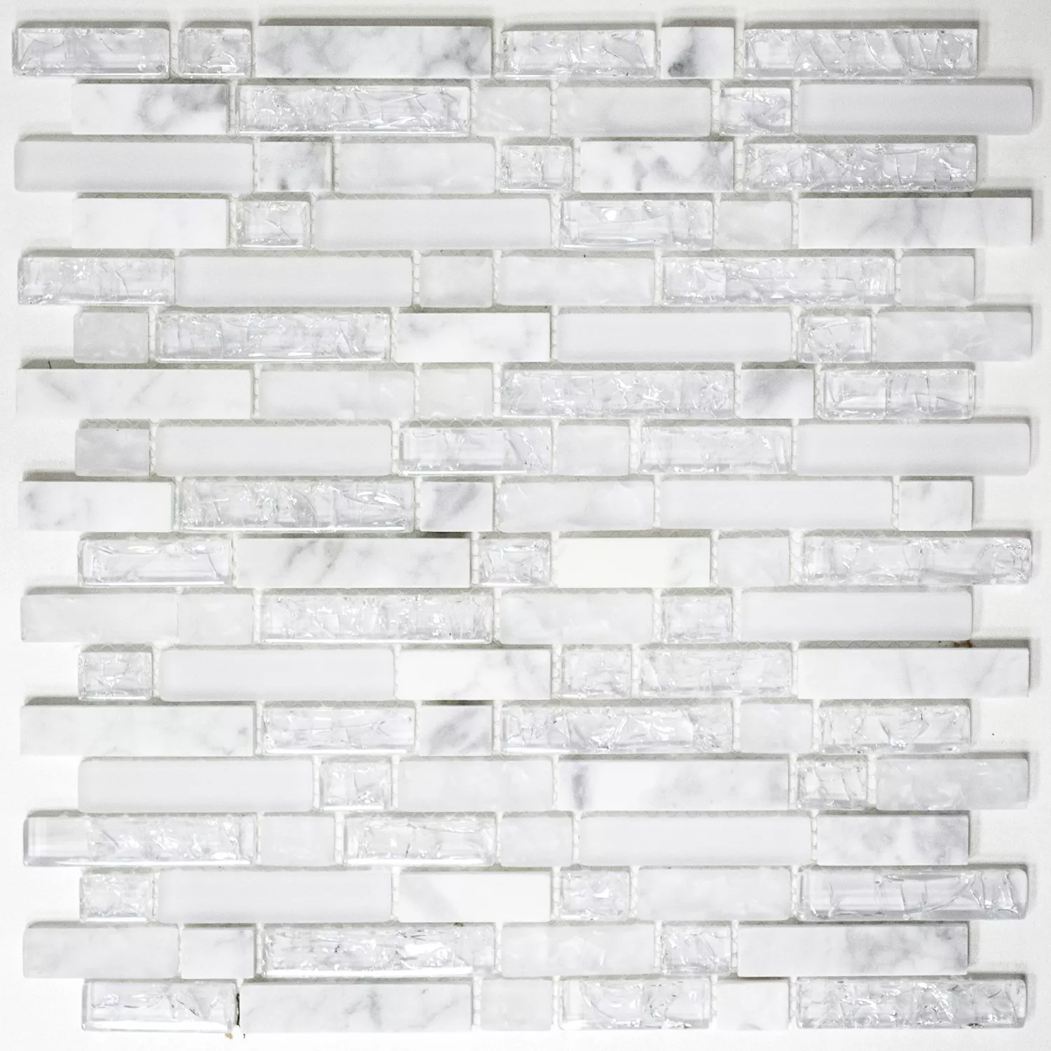 Sample Mosaic Tiles Glass Natural Stone SmoothBroken Glass White