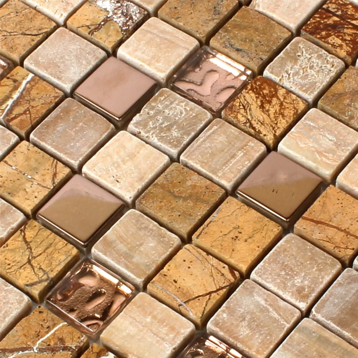 Sample Mosaic Tiles Glass Natural Stone Stainless Steel Brown Mix