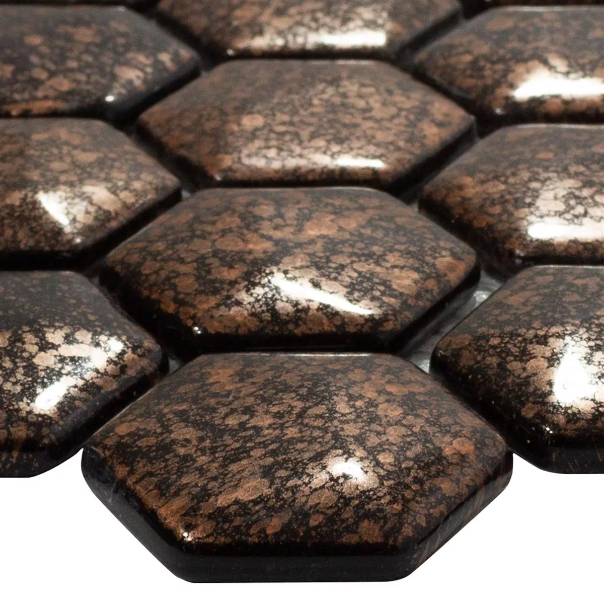 Sample Glass Mosaic Tiles Leopard Hexagon 3D Bronze