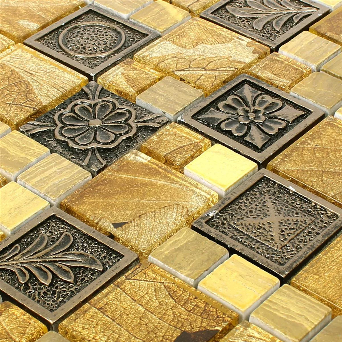Sample Mosaic Tiles Levanzo Glass Resin Ornament Mix Gold