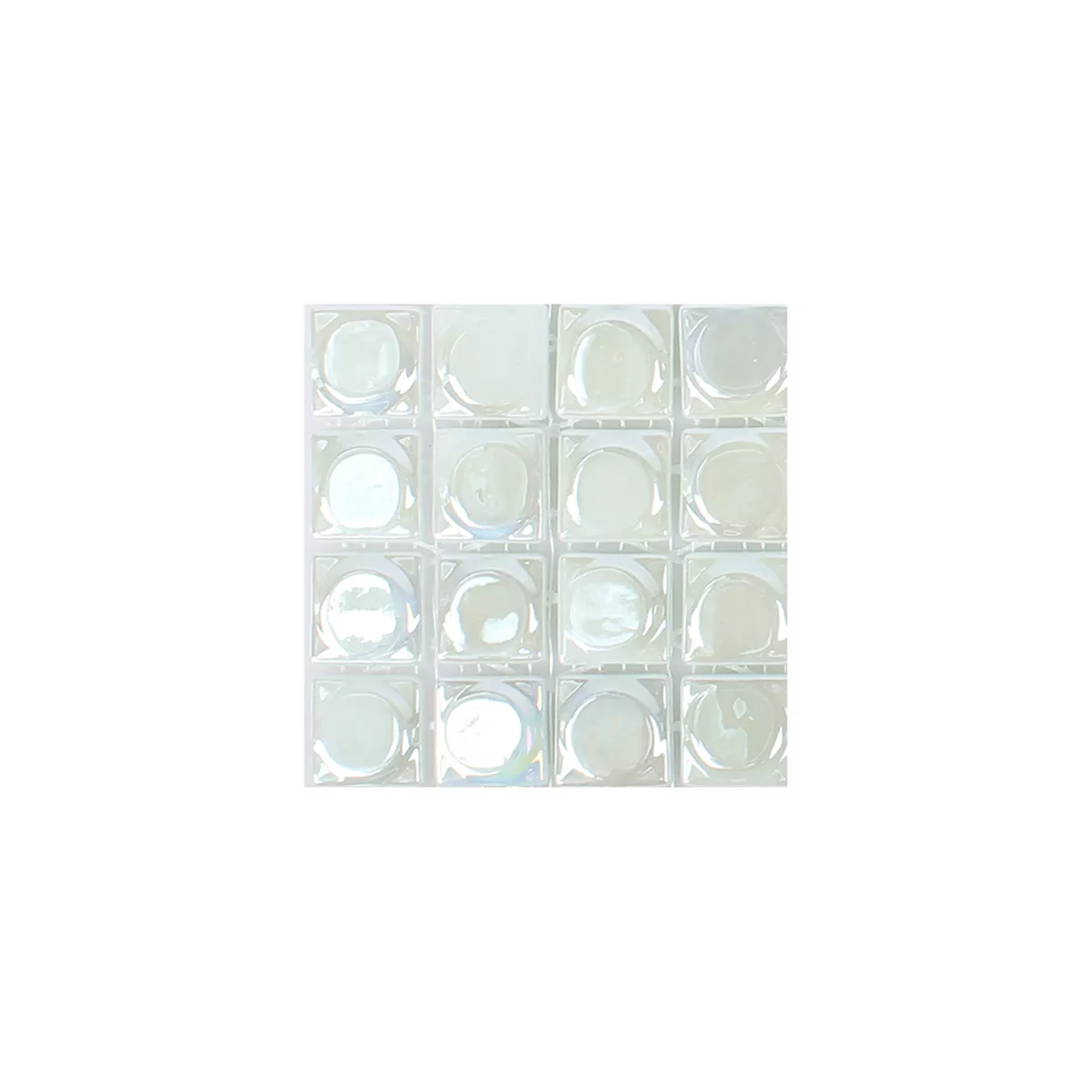 Sample Glass Mosaic Tiles Accra White 3D Round