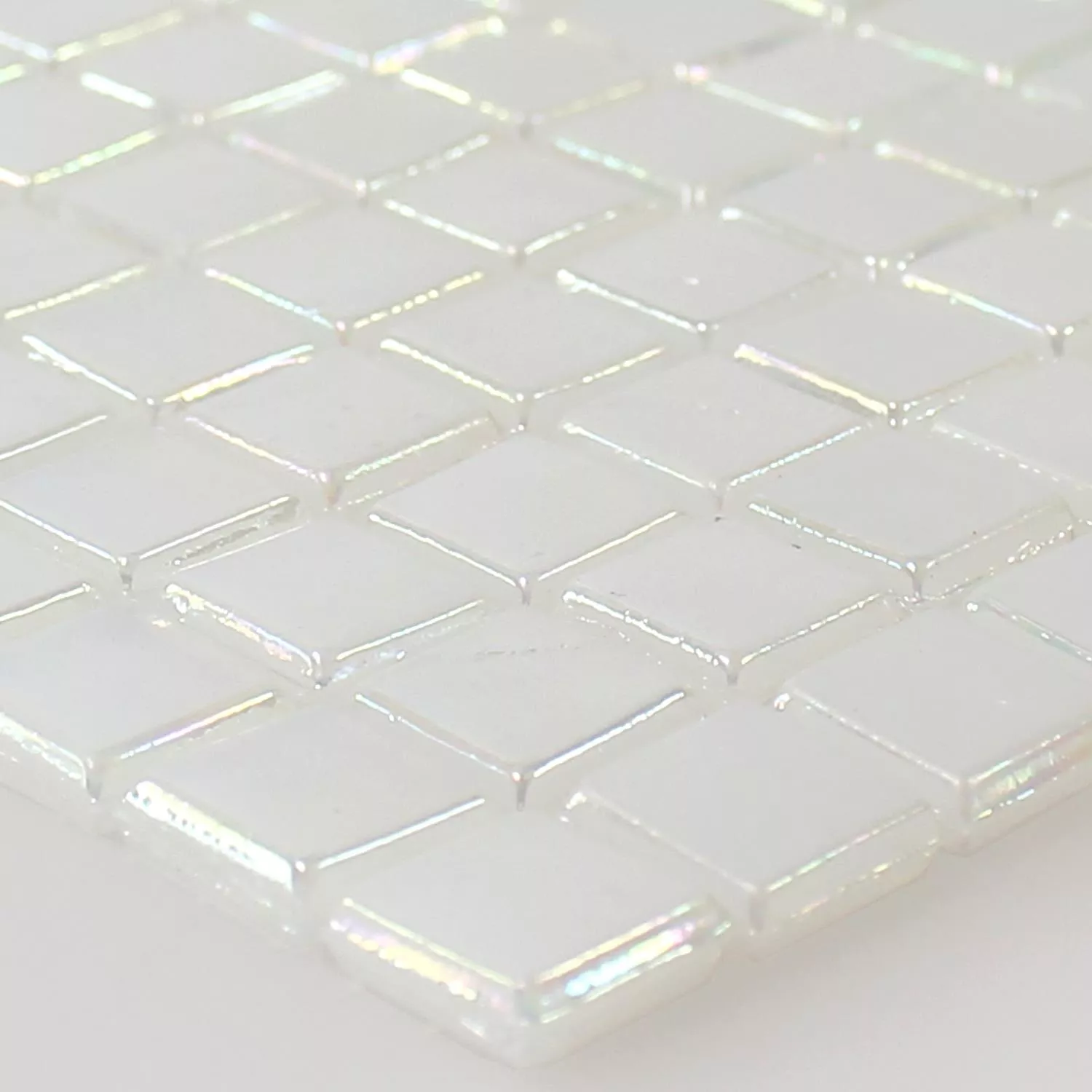 Mosaic Tiles Glass Nacre Effect White Beige