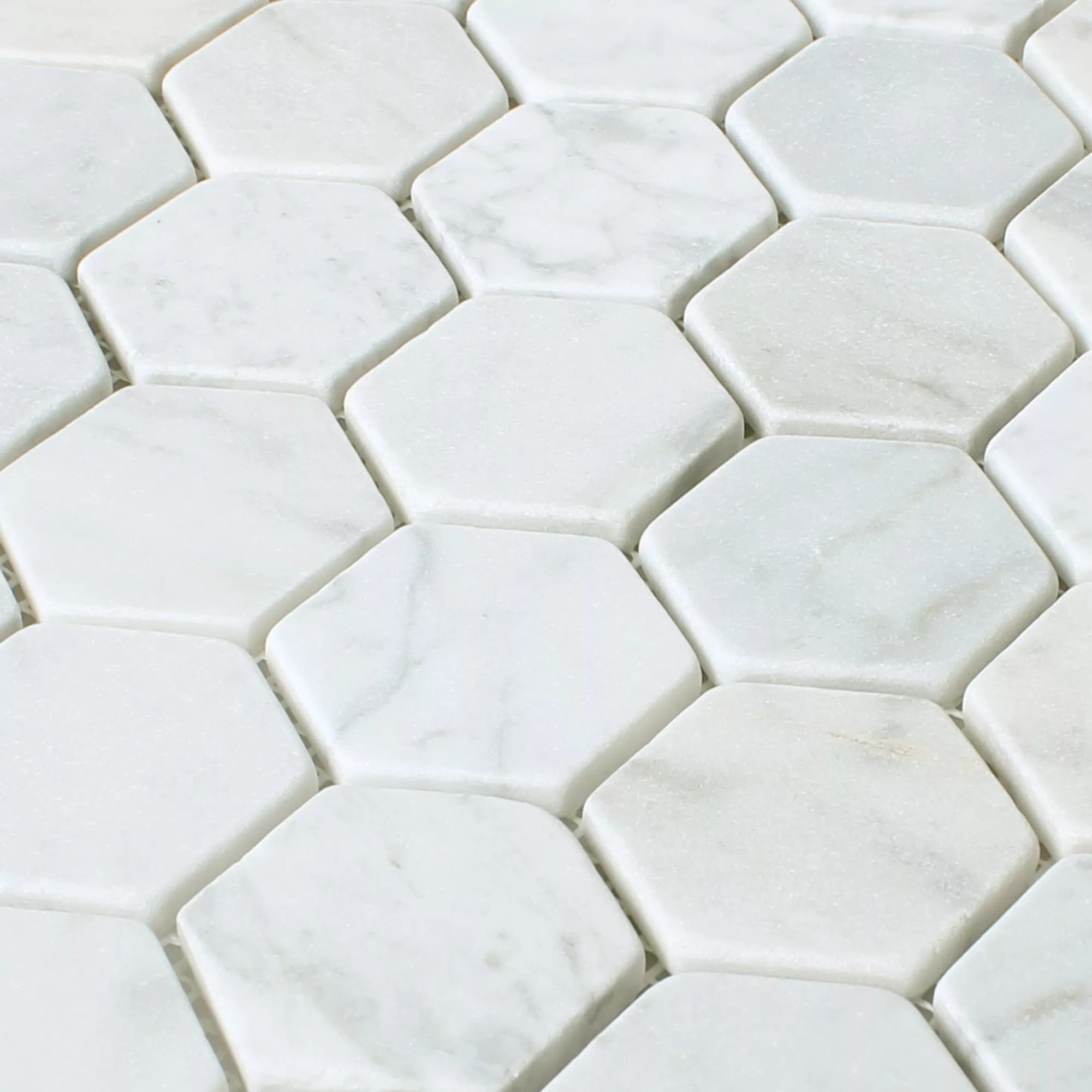 Sample Mosaic Tiles Marble Wutach Hexagon White Carrara