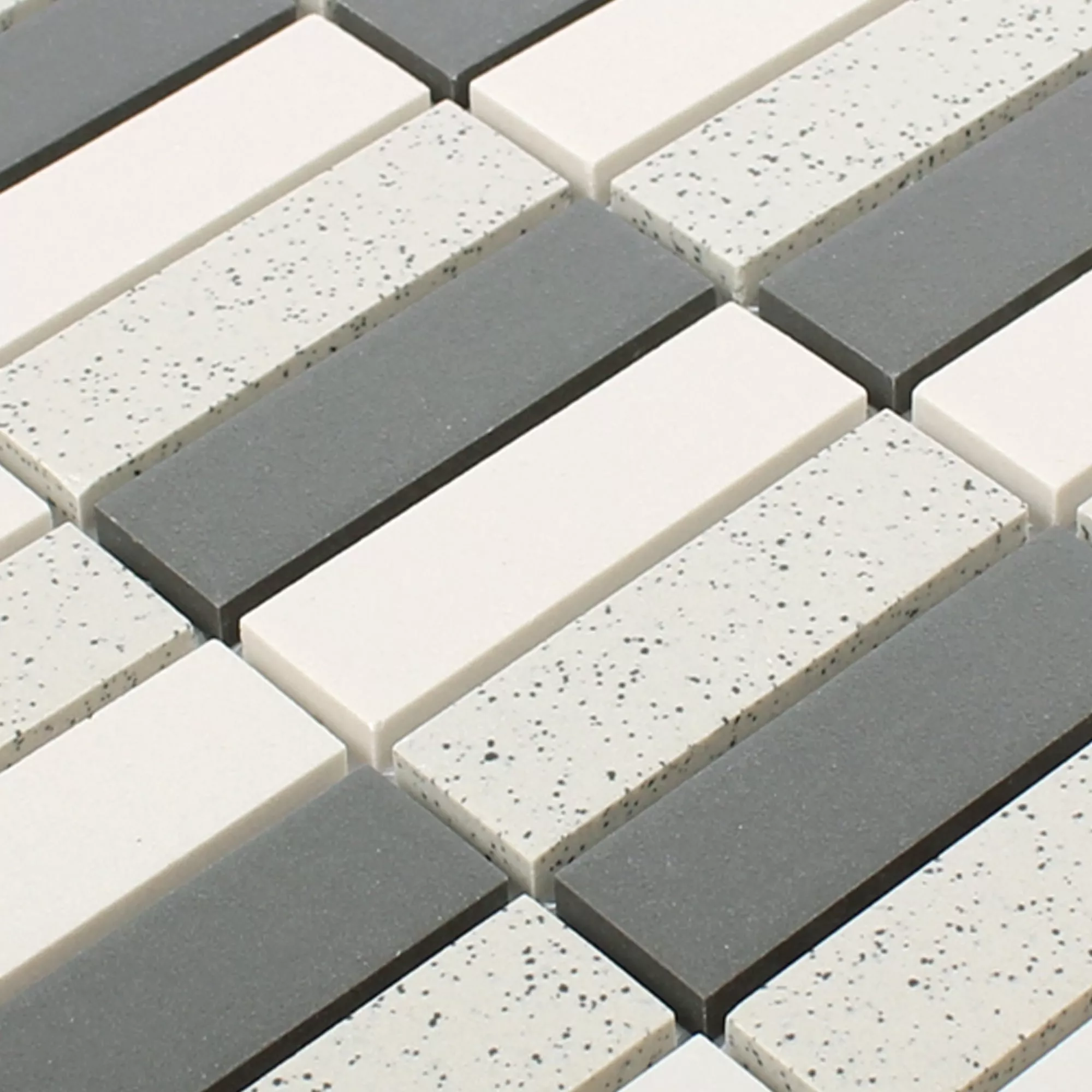 Sample Ceramic Mosaic Tiles Monforte Black Grey Sticks