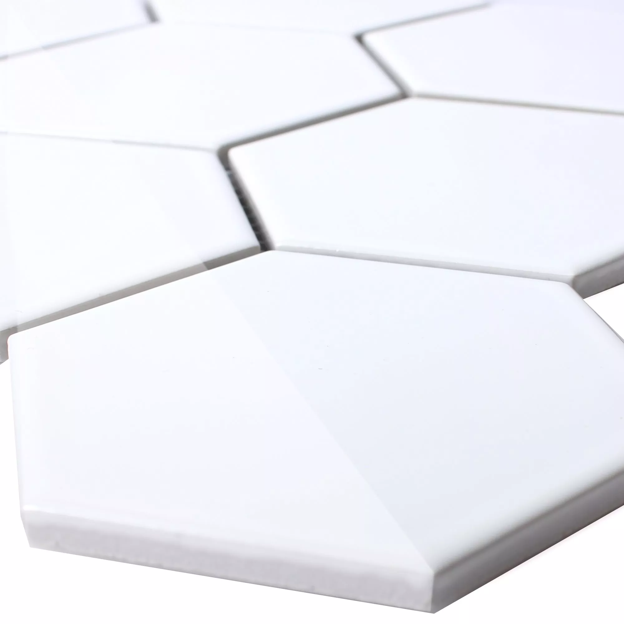 Sample Ceramic Mosaic Tiles Hexagon Salamanca White Glossy H95