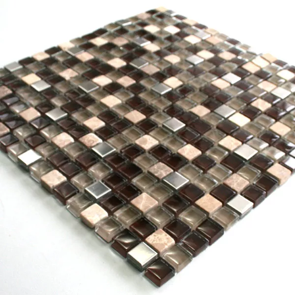 Sample Mosaic Tiles Glass Marble Stainless Steel Brown Mix