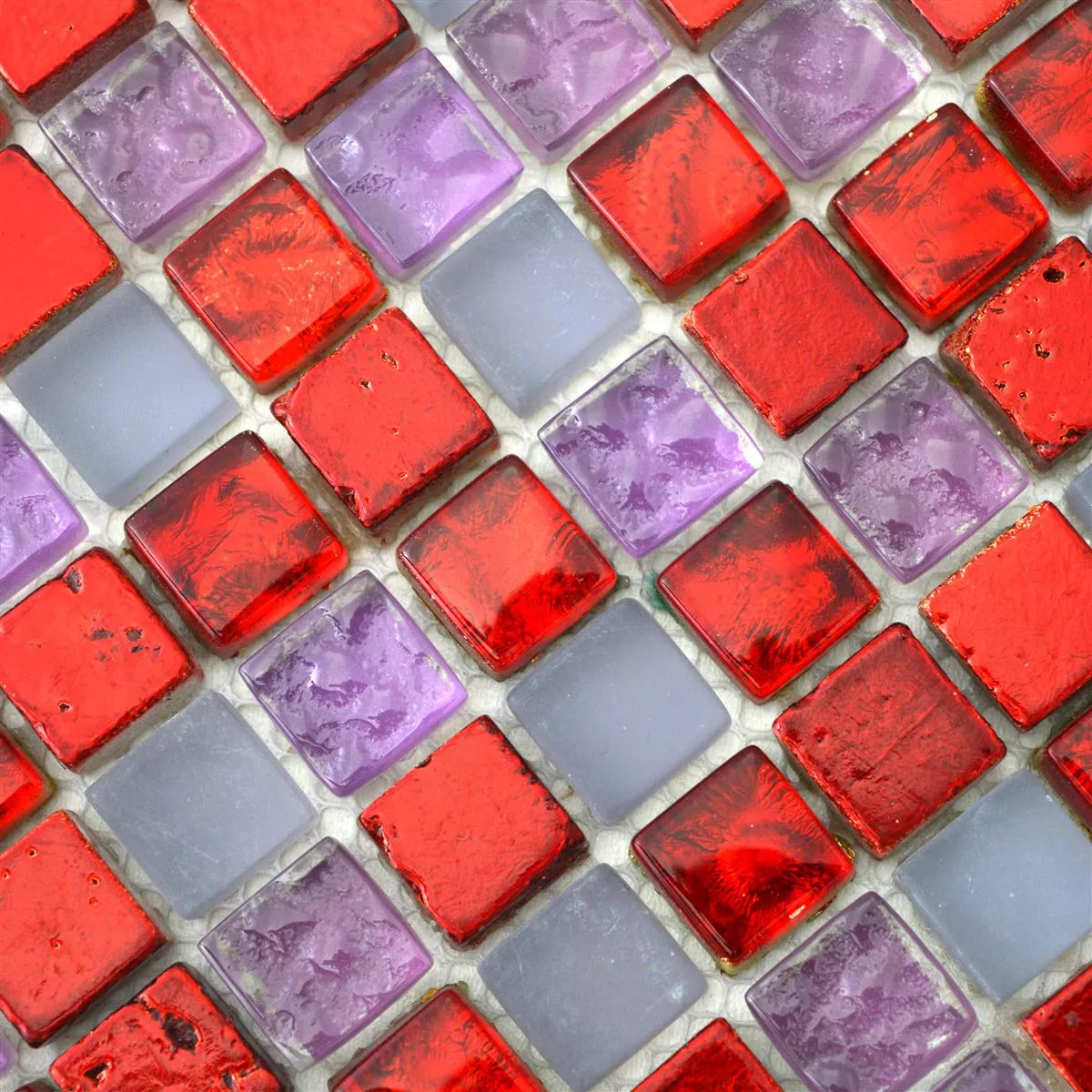 Sample Glass Mosaic Natural Stone Tiles Cleopatra Pink Red White