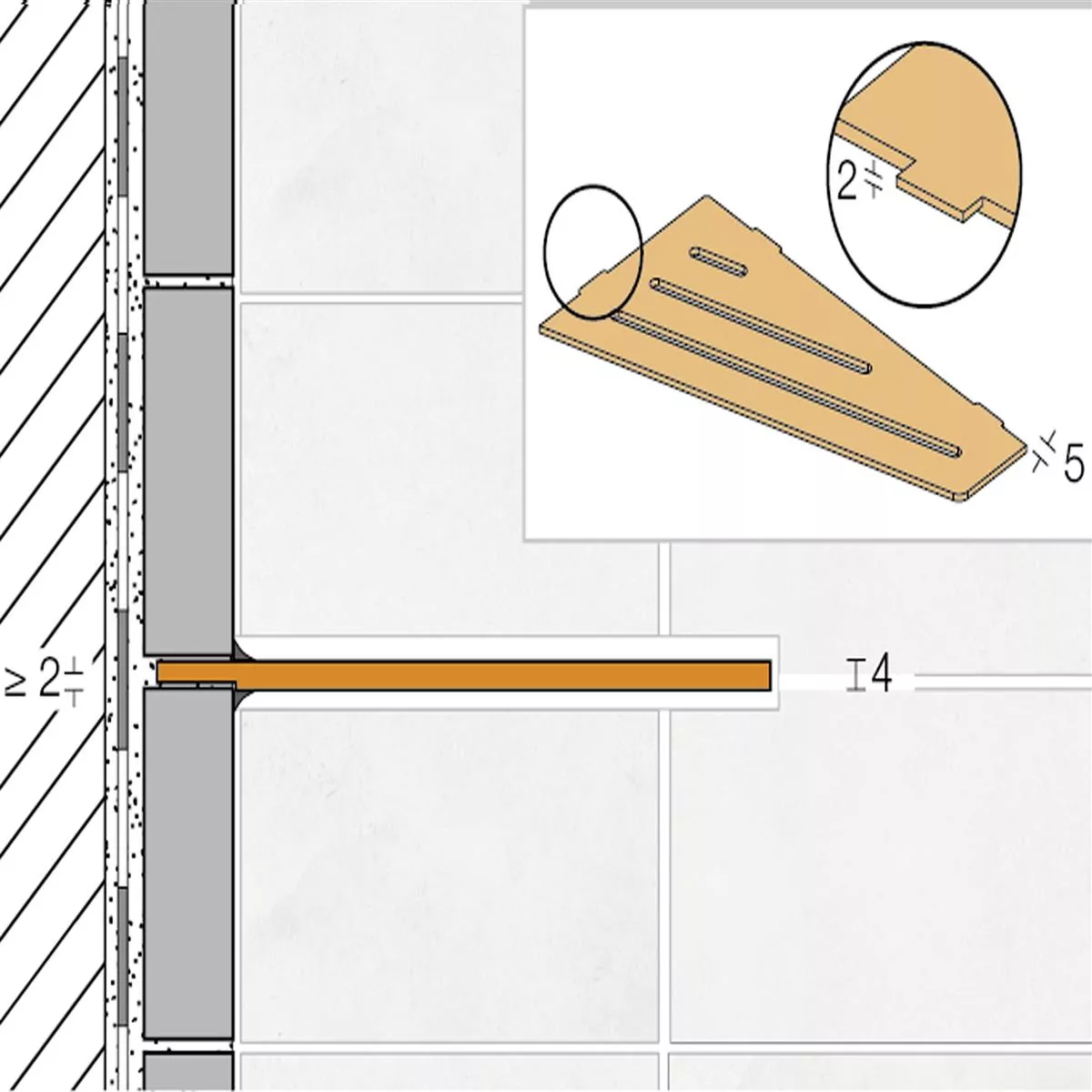 Wall shelf shower shelf Schlüter 4eck 15,4x29,5cm Curve Ivory