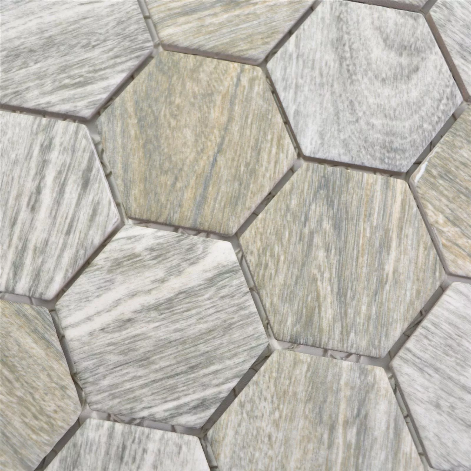 Sample Ceramic Mosaic Tiles Elmshorn Hexagon Stone Optic Grey