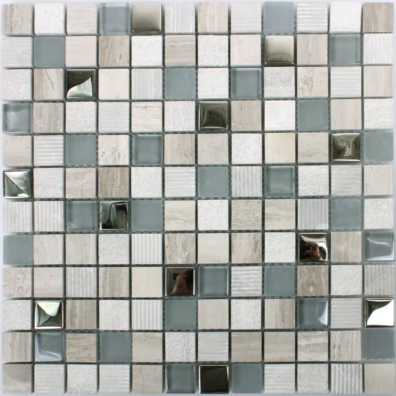 Sample Mosaic Tiles Venzona Light Grey Silver 