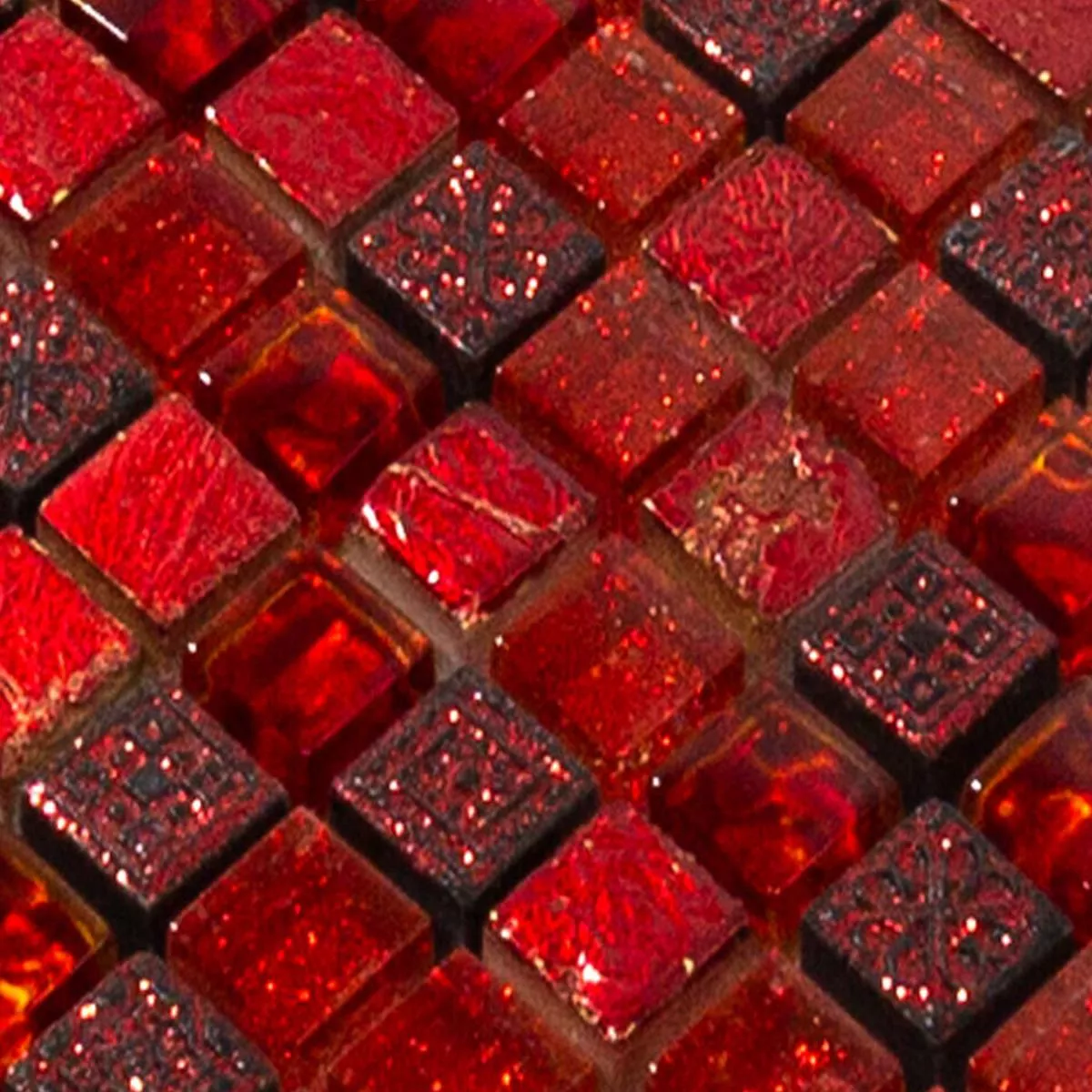 Sample Glass Mosaic Natural Stone Tiles Cleopatra Red
