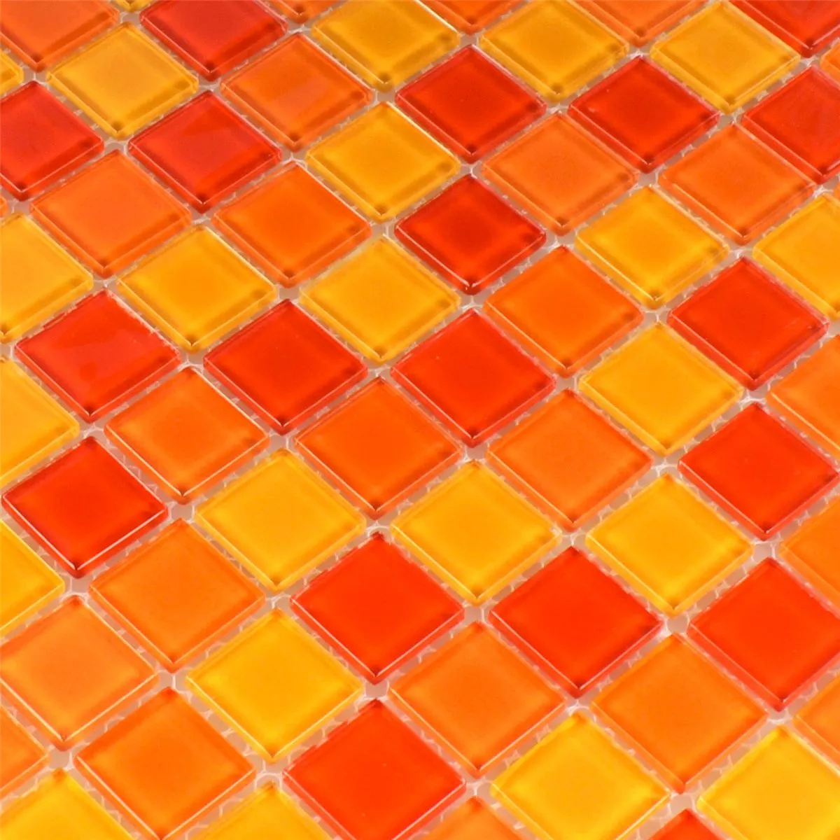 Mosaic Tiles Glass Red Orange Yellow 25x25x4mm