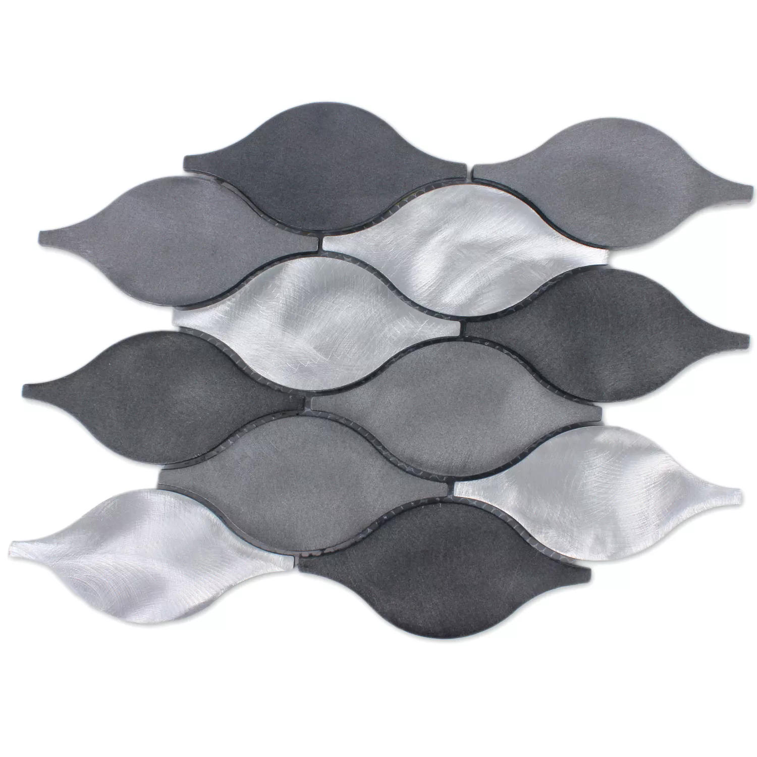 Sample Mosaic Tiles Aluminium Beverly Black Silver