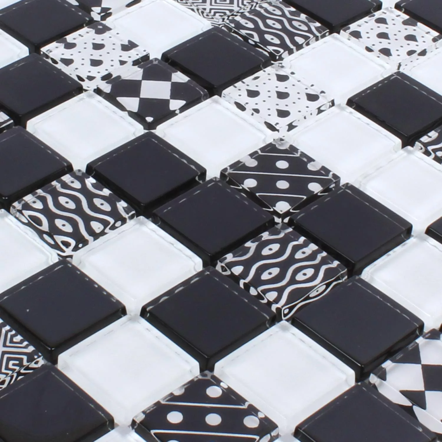 Sample Mosaic Tiles Glass Cinderella Black White