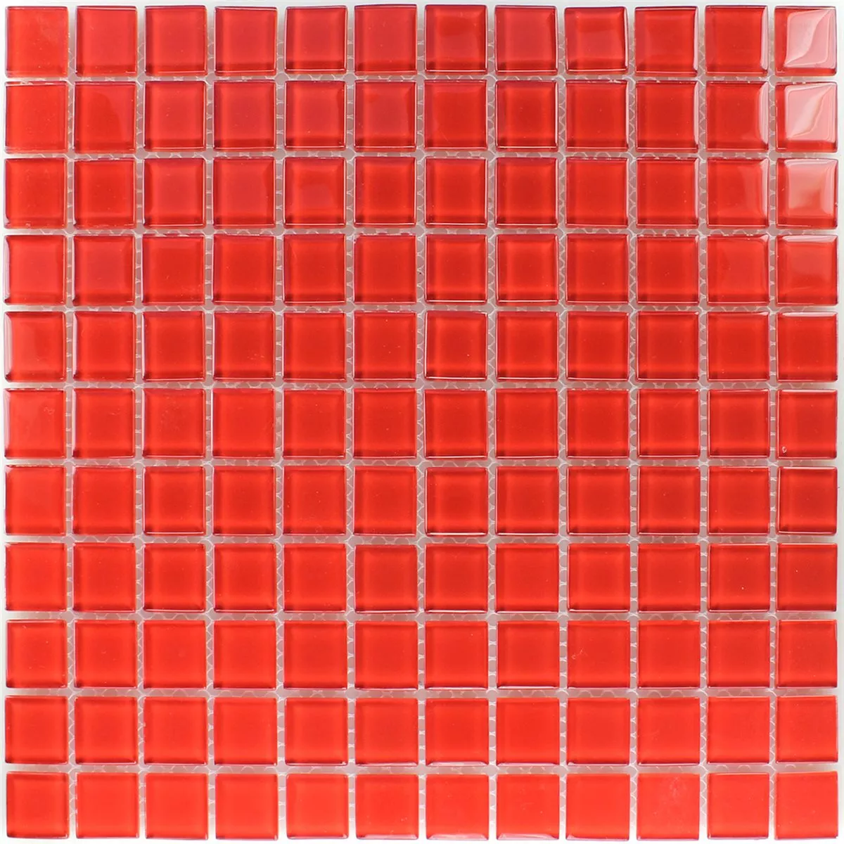 Crystal Mosaic Tiles Glass Red Uni 25x25x4mm
