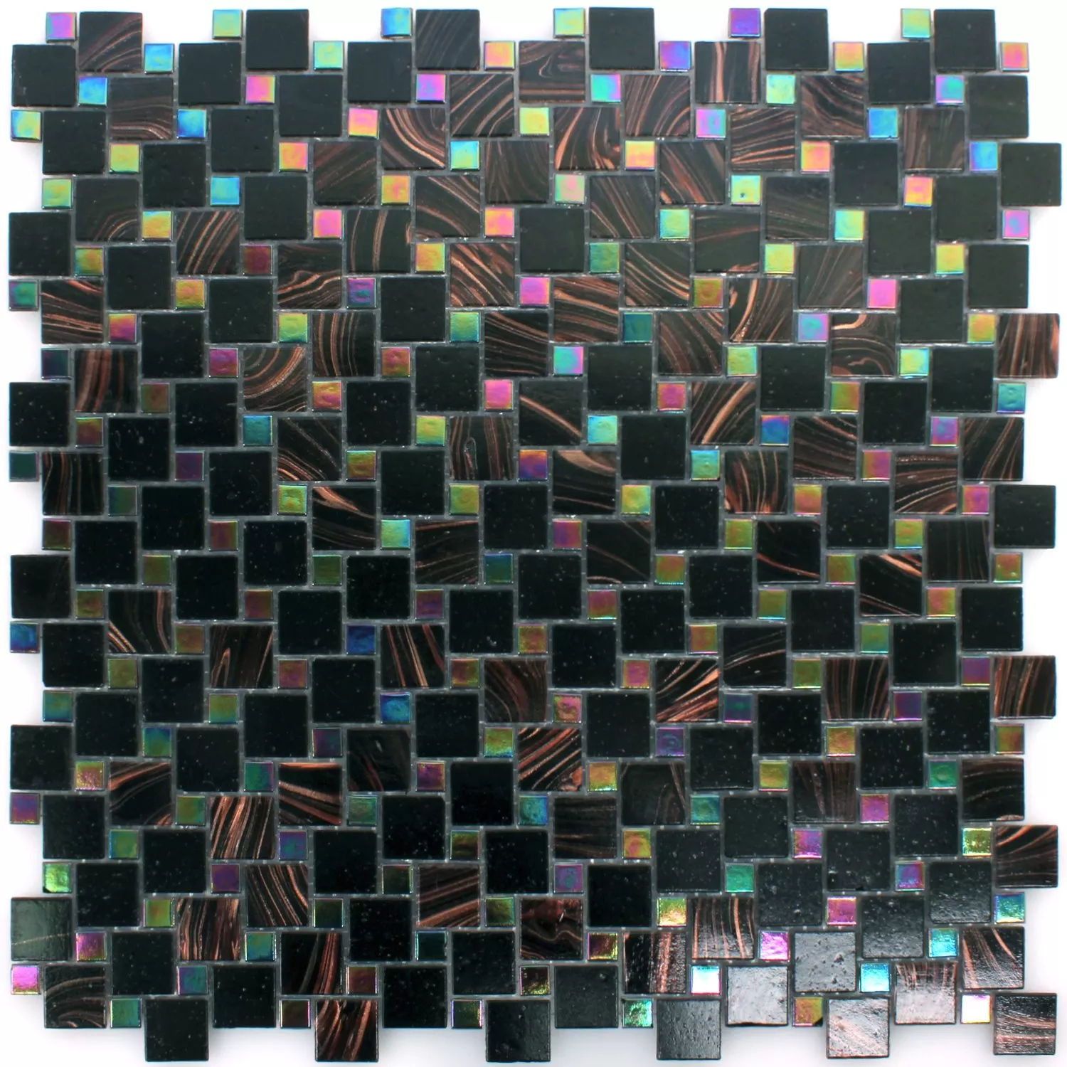 Mosaic Tiles Glass Tahiti Brown Black Metallic