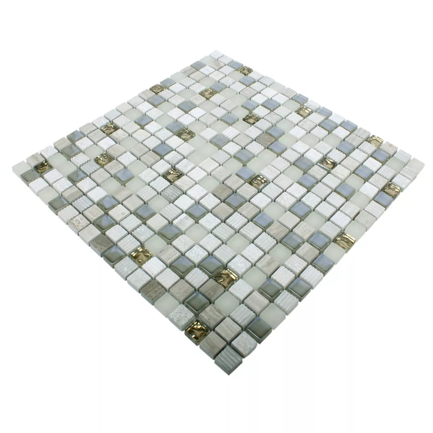Sample Mosaic Tiles Venzona Light Grey Gold