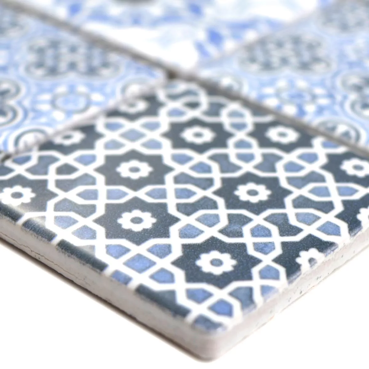 Sample Ceramic Mosaic Tiles Daymion Retro Optic Blue 