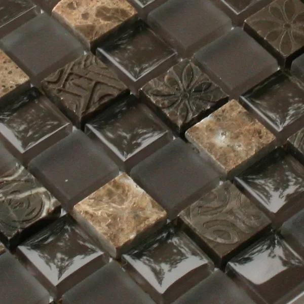 Mosaic Tiles Glass Limestone Marble Gizeh Brown