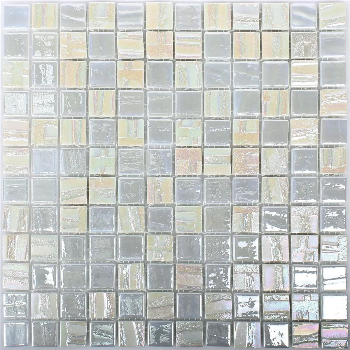 Sample Glass Mosaic Tiles Presley White Metallic