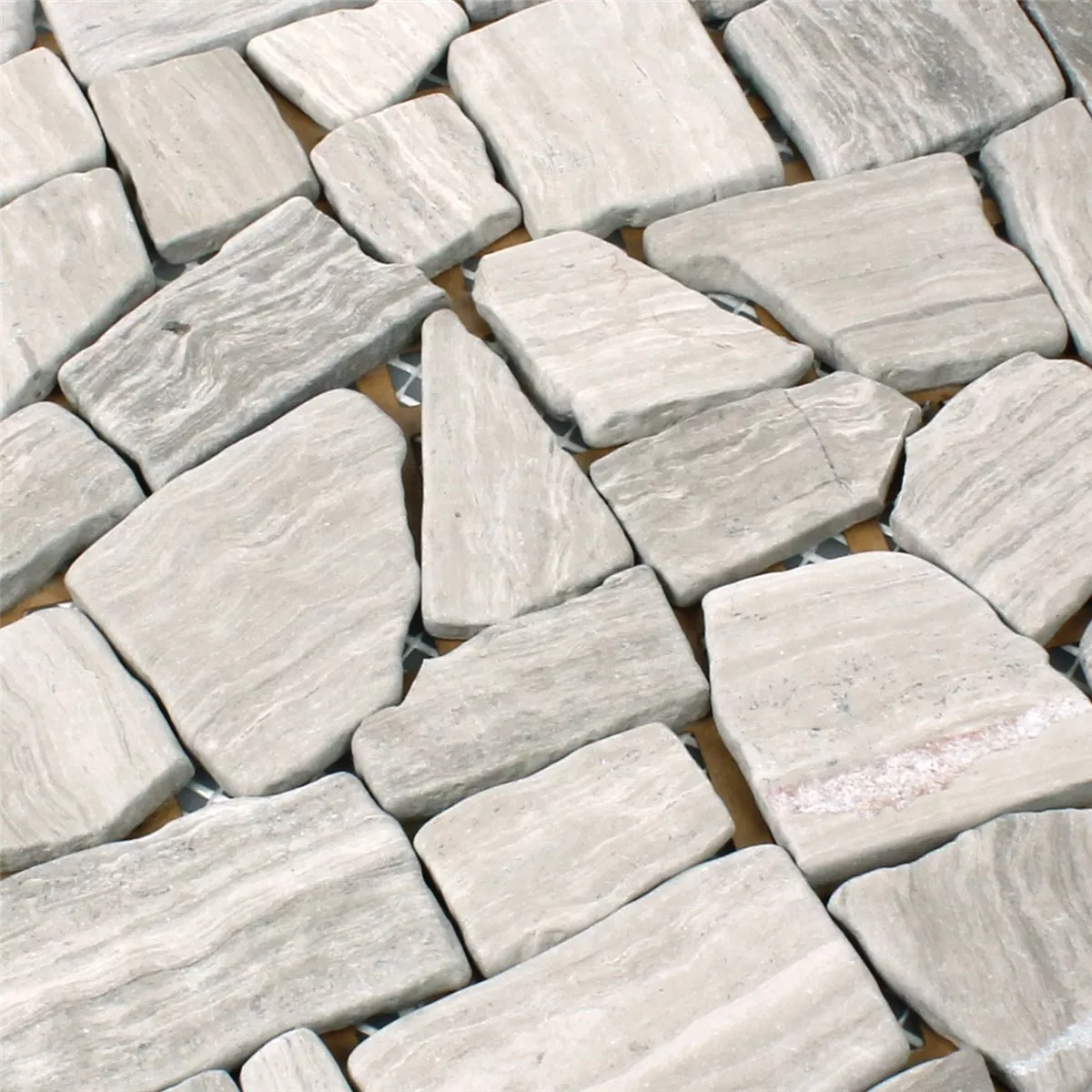 Sample Mosaic Tiles Marble Broken Grey Stripes
