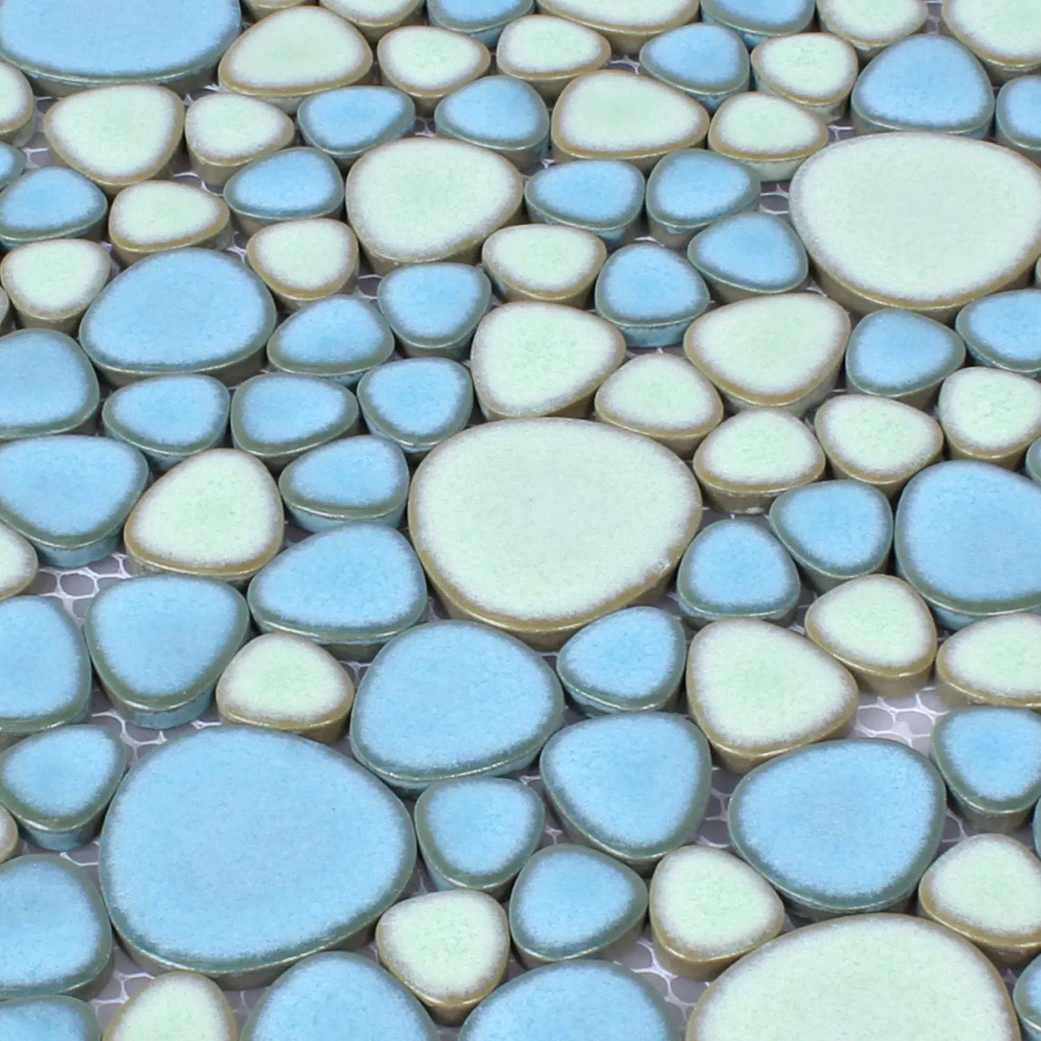 Sample Mosaic Tiles Ceramic Pebble Optic Cyan