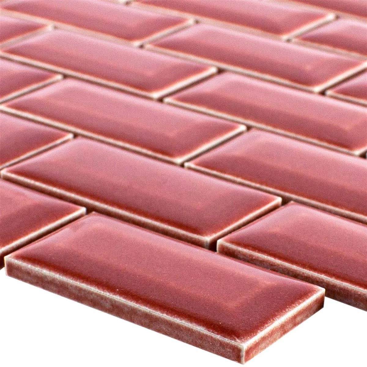 Ceramic Mosaic Tiles Organica Metro Red