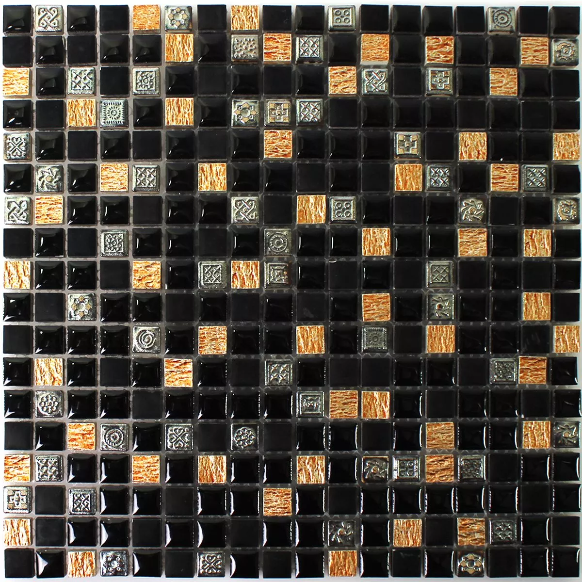 Sample Natural Stone Resin Ornament Mosaic Black Copper