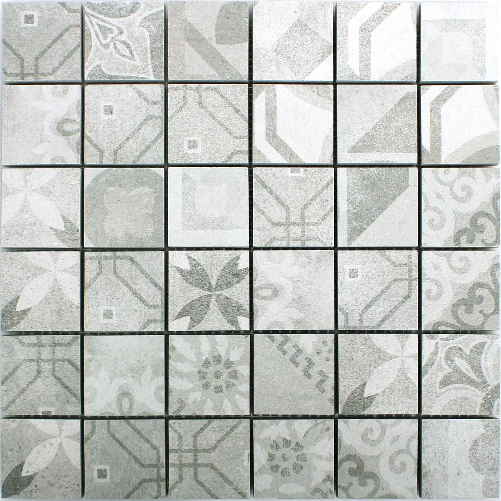 Ceramic Mosaic Vintage Tiles Coupe Grey R10/B