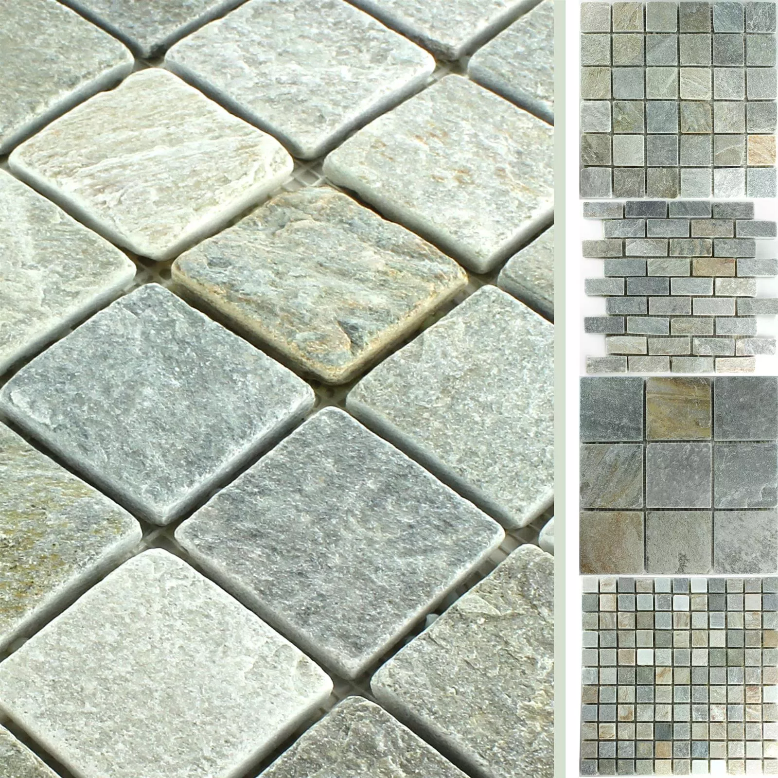 Sample Quartzite Mosaic Tiles Odessa Beige Grey