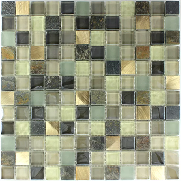 Sample Mosaic Tiles Alu Metal Glass Natural Stone Quartzite