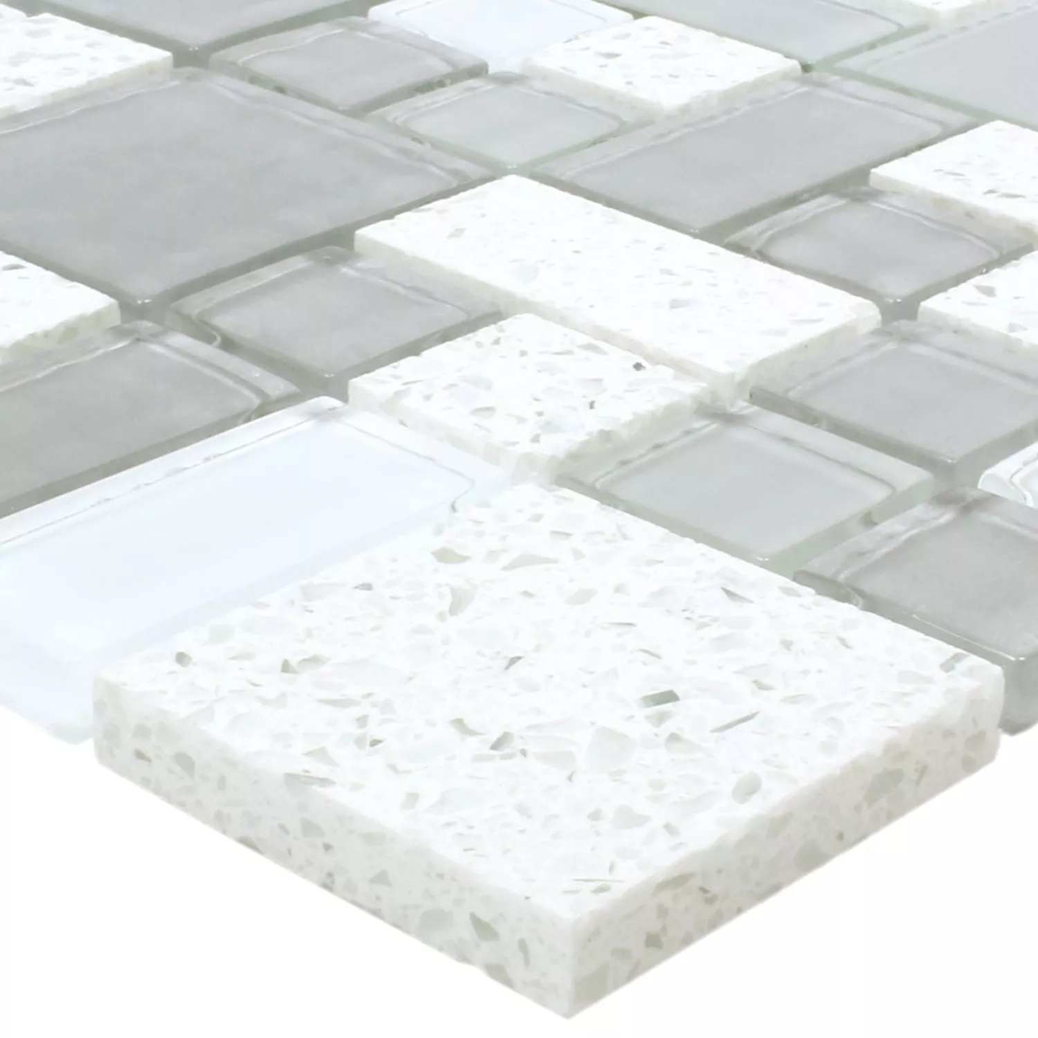 Sample Mosaic Tiles Lauria Glass Resin White
