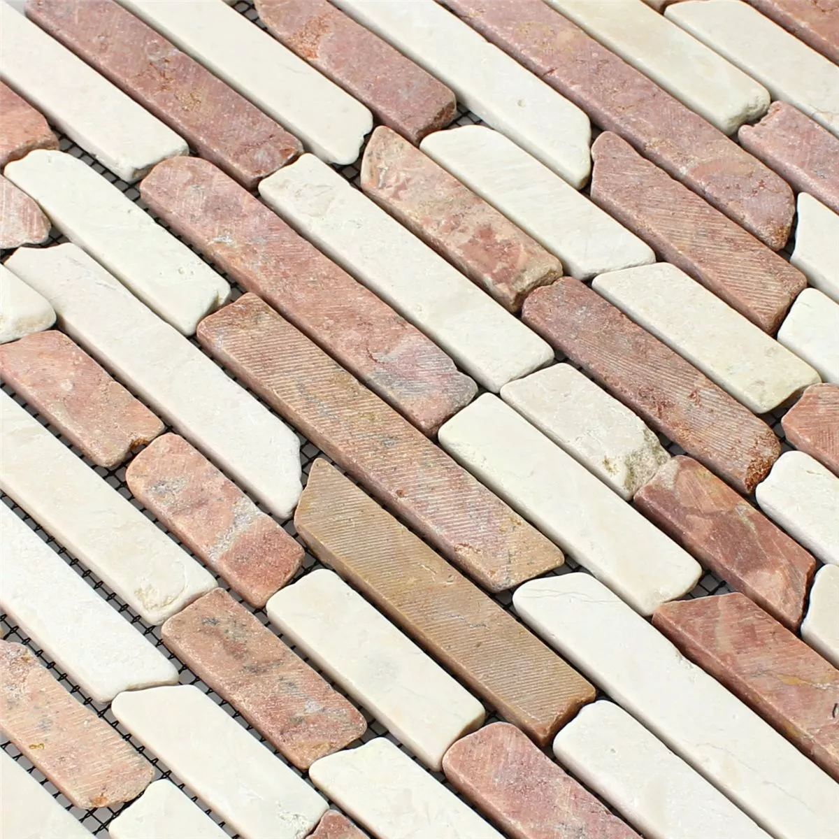 Sample Mosaic Tiles Marble Rosso Cream