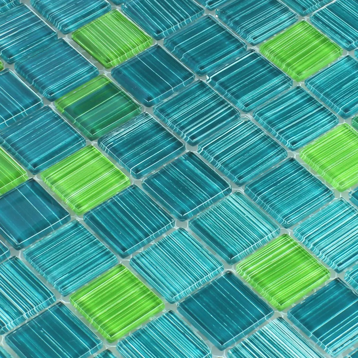 Sample Striped Crystal Mosaic Tiles Glass Green Mix