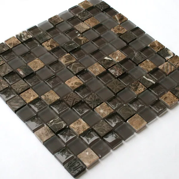 Mosaic Tiles Glass Limestone Marble Gizeh Brown